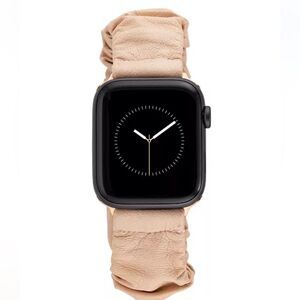 Anne Klein Women's Beige Genuine Leather Scrunchie Band (Series 10) & 38/40/41mm